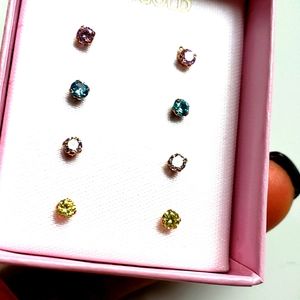 14 KT GOLD (4 PAIR SET) 1ST PIERCE STUD EARRINGS
